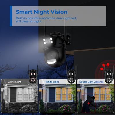 New 8MP 4K Dual Lens PTZ IP Camera with Dual Screen 4MP HD 4X Digital Zoom Auto Tracking Wireless Outdoor Surveillance Camera iCSee