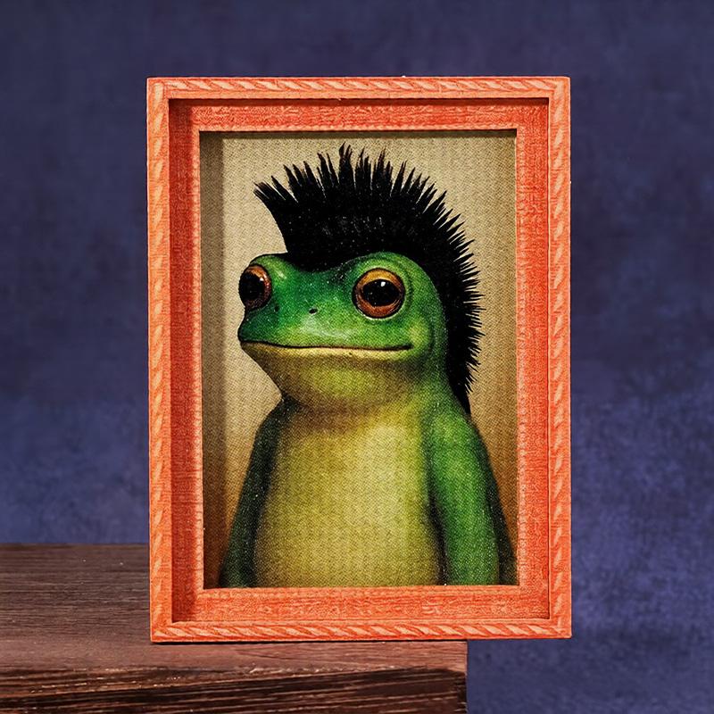 Funny Fridge Magnet Frog Refrigerator Sticker Wood Artistic Photo Framed Creative Frog Small Magnets Decoration