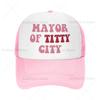 Mayor of Titty City Trucker Hats for Women Pink Unisex Funny Humor Baseball Cap for Unisex Humor Gift One Size