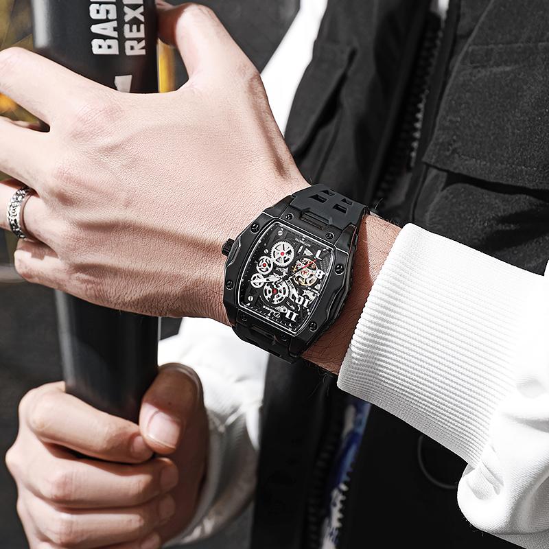 Men's Watches Fashion Skeleton Mechanical Sports Watches Luminous Waterproof Tourbillon Automatic Steel Watches