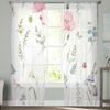 Flower Petals Ladybird Dragonfly Insect Sheer Curtains for Living Room Modern Voile Curtain Bedroom Tulle Curtains Window Drapes