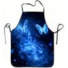 1pc Blue Glowing Butterfly Fantasy Print Apron, Durable And Easy To Clean, Adjustable Waistband, Polyester Material, for Kitchen Cooking, Gardening, O