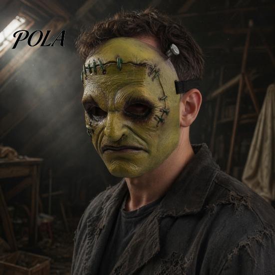 Soft Comfortable Halloween Masque Cosplay for Adults Men Women, Realistic Creepy Authentic Retro Horror Atmosphere Green Half Face Party Vintage Style