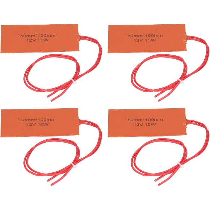 Hilitand 4PCS Silicone Heating Pad, 12V 15W Car Oil Pan Heater Pad 2 x 3.9in Silicone Heater Pad Engine Block Heater Pad with Heat Protector