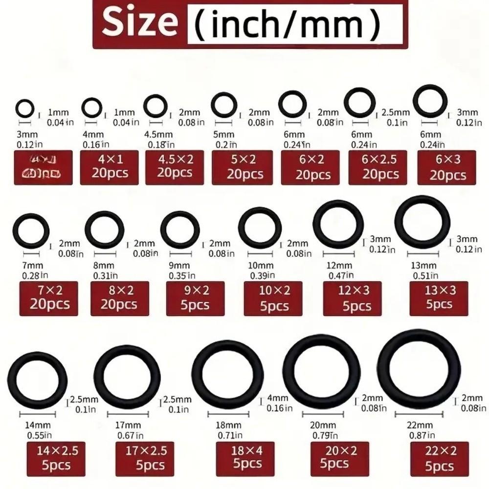 225PCS/27PCS Rubber O-Ring Gasket Assortment Sealing Washer Set Car Repair Accessories