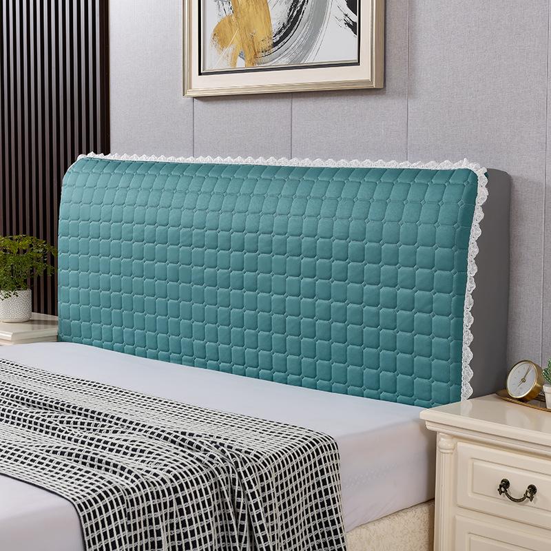 

Bedroom Decoration Thickened Quilted Checkered Bedhead Soft Bag Elastic Full Wrapped Dust Cover All-season Bedhead Protective Covers with Lace 60*120cm