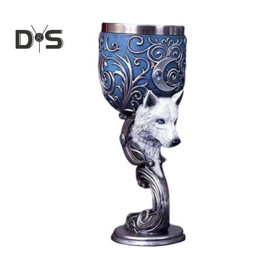 Dragon Wine Goblet Cat Chalice Cup Stainless Steel Resin Gothic Macabre Halloween Decorative Bar Whiskey Cocktail Drinking Glasses for Beer Wine
