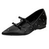 Not Tired Feet! Invisible Inner Height Increase Spring and Summer New Polka Dot Rhinestone Satin Mary Jane Pointed Single Shoes Women