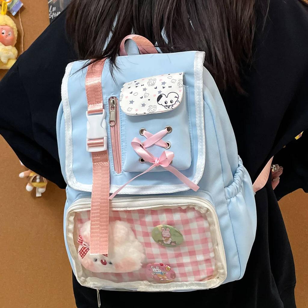 New Y2K Ita Backpacks Cute Girls Transparent Bags Students Diy Display Schoolbag Large Capacity Knapsack Casual Travel Rucksacks