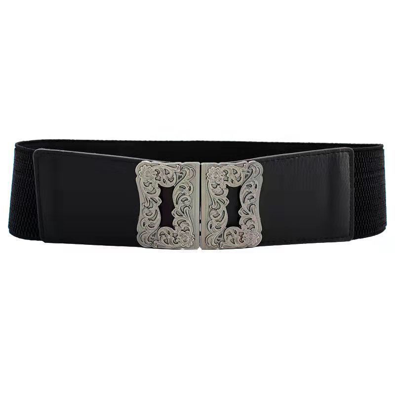 Unique Black Wide Waist Cincher For Women With Trendy Styles And Elegant Rhinestone Embellishments