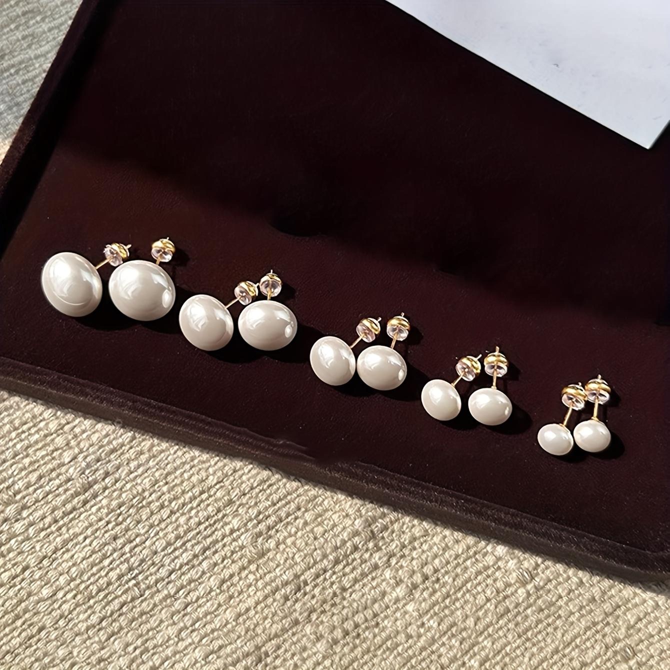 

5 Pairs Milky White Mantou Bead Earrings, high-end versatile jewelry, suitable for daily wear, weddings and gifting. HHH0182