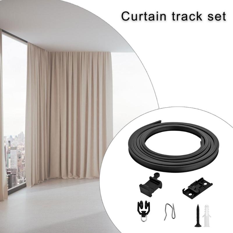 Multipurpose 5 Meter Curved Curtain Rails Set Ceiling Track with Rollers and Hook Brackets Kits for Easy Installation