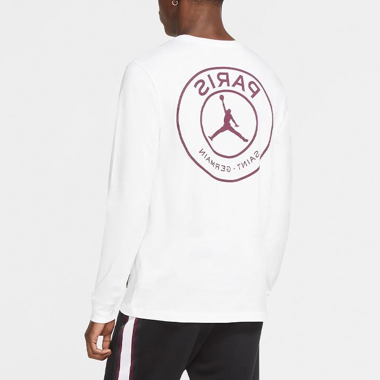 Air Jordan Paris Saint-Germain Printing Logo Long Sleeves White Men's CK9782-100