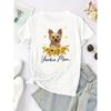 Europäische Größe Damen Süßes Yorkie Hund Grafik T-Shirt, Lässiges Rundhals Kurzarm Sportliches Tee, Damen Sportoberteil mit Sonnenblumendesign