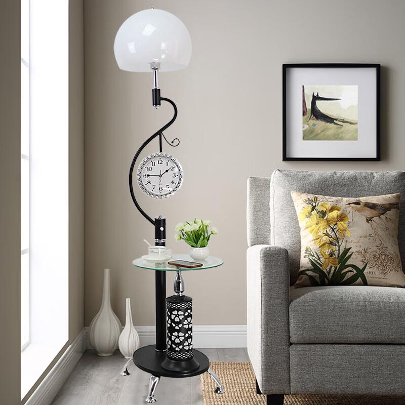 Modern Creative Floor Lamp with Integrated Coffee Table & Clock