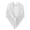 Casual Retro Knitted Shawls Solid Color Versatile Hollow Scarves Breathable Soft Tassels Shawls for Women
