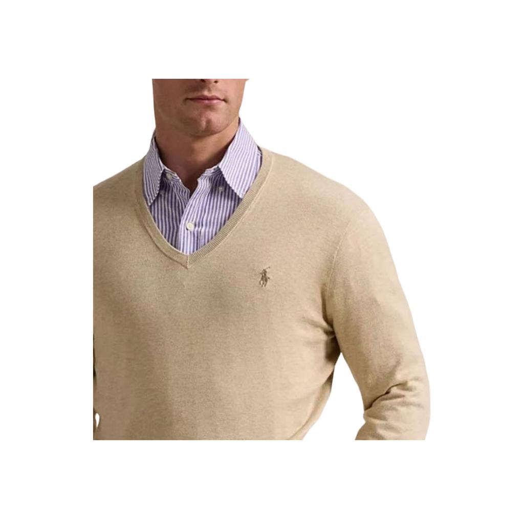 Polo Ralph Lauren Logo Embroidered V-Neck Pullover Long Sleeve Knit Sweater Men sweater 710890561-502