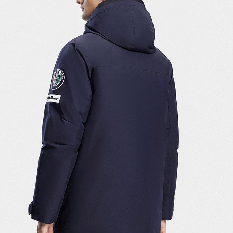 FILA Letter Zip-Up Hooded Down Jacket Men Outerwear Dark-Blue A11M346905F-NV