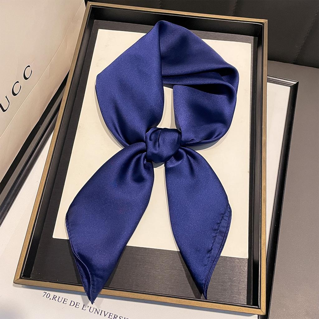 Autumn new versatile 71 imitation silk solid color silk scarf versatile plain color Korean neck scarf tied bag silk scarf
