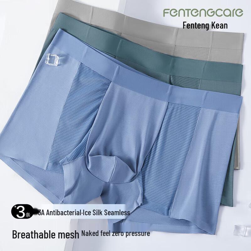 FENTENGCARE Men's Modal Ice Silk Antibacterial Seamless Boxer Briefs