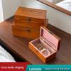 Retro Wooden Desk Organizer Box with Buckle Lid - Dustproof Storage for Jewelry & Cosmetics