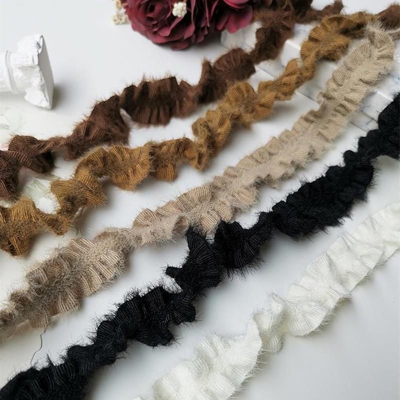 5yards Double-Side Pleated Plush Knitting Lace Trimming Ribbon for DIY Bows Clothing Decor Sewing Supplies Crafts Accessories