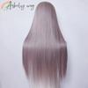13*4 Grau Rosa Synthetische Spitze Front Perücken Graublau Rosa Rose Lange Gerade Spitze Front Perücke für Frauen Vorzupft Natürlicher Haaransatz