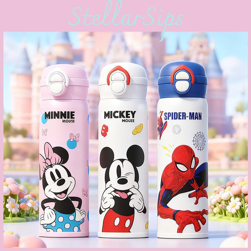 Mickey Mouse Kids Insulated Water Bottle With Straw Lock For School Portable Drinkware
