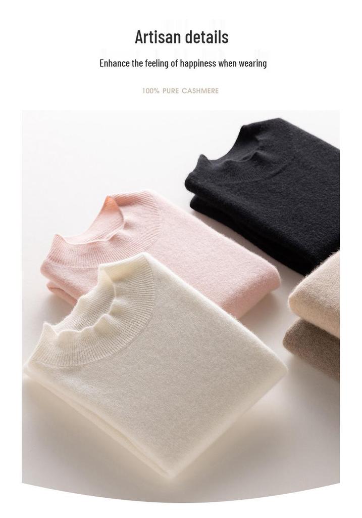 Lekasha Women's 100% Pure Cashmere Half-High Collar Sweater for Autumn and Winter