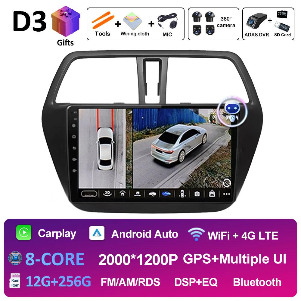 Smart System Android 14 For Suzuki SX4 S-Cross 2014 2015 2016 2017 Wireless Carplay Bluetooth QLED IPS Screen WIFI Auto Tools 4G