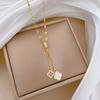 Light Luxury Double-Layer Lucky Flower Micro-Inlaid Real Gold Necklace Women'S Transfer Collarbone Chain With Jewelry