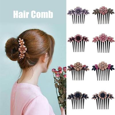 Fashion Bride Headpiece Bride Hair Jewelry Women Headdress Hairpin Hair Comb Inlaid Flower Shiny Rhinestone