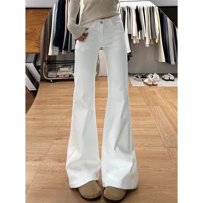 Women s High Waist Stretch Micro Flare Retro White Jeans XL белый
