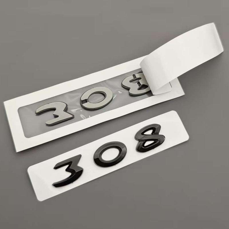 Badge Auto 3D ABS Nuove Lettere 308 Logo Emblema Cromato Nero Adesivo Decalcomania Posteriore Baule Auto Accessori Per Peugeot 308 SW GT Line