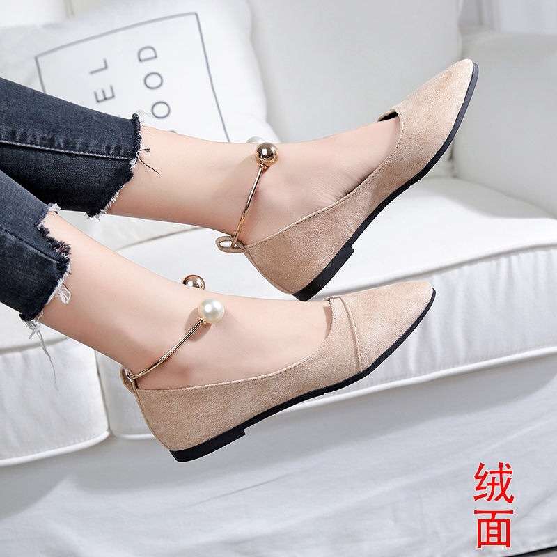 Single shoes women's 2025 spring new Korean version versatile shoes children shallow mouth pointed flat bottom Doudou shoes ladyshoes tide