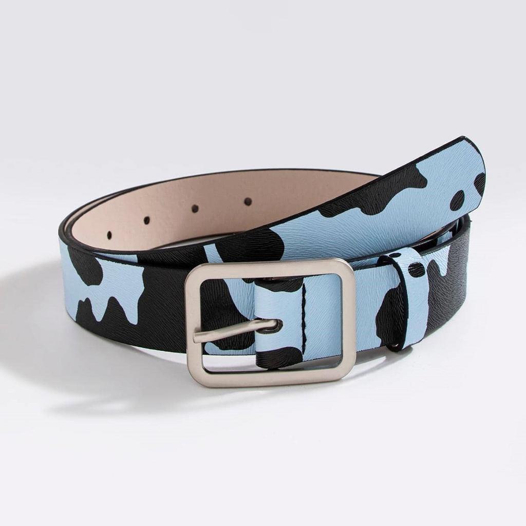 New Day Buckle Black and White Cow Pattern Horse Hair Women Fake Hair Fashion PU Belt