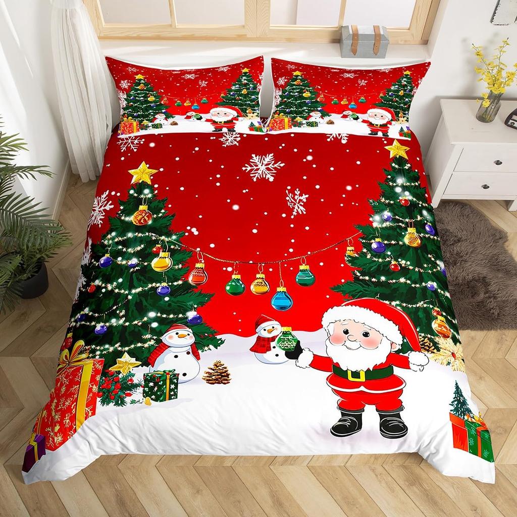 Comforter Merry Christmas Twin King Santa Claus Bedding Set Christmas Tree Winter Theme Comforter Happy New Year Bedding