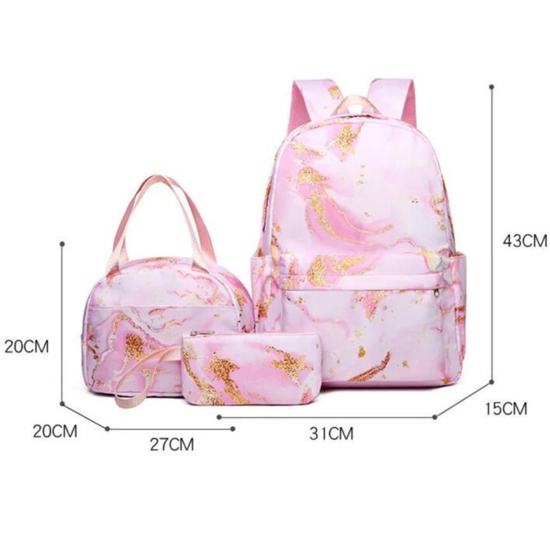 3pcs K-pop Demon Hunters Backpack Lunch Bag Pencil Case Set Students Anime Fashion Schoolbag Pen Case Bento Pouch Suit Gifts