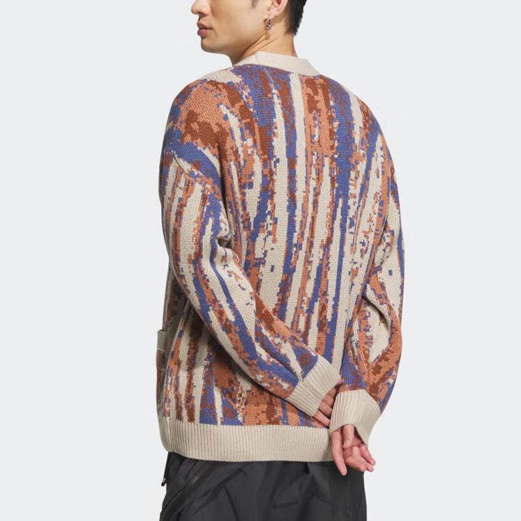 Adidas Originals Patterned Knit Long Sleeve Button-Up Unisex Tops Light-Khaki IX7818