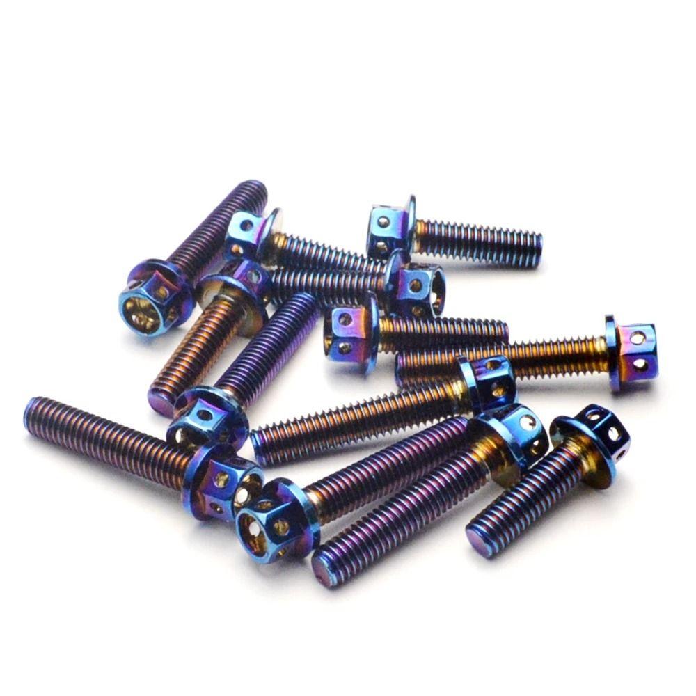 10/15/20/25/30/35/40/45/50/60 Titanium Flange With Drilled Holes Hex Head Bolts Motorcycle