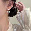 Real Gold Electroplated Zircon Flower Pearl Stud Earrings Elegant Temperament Commuter Earrings Women