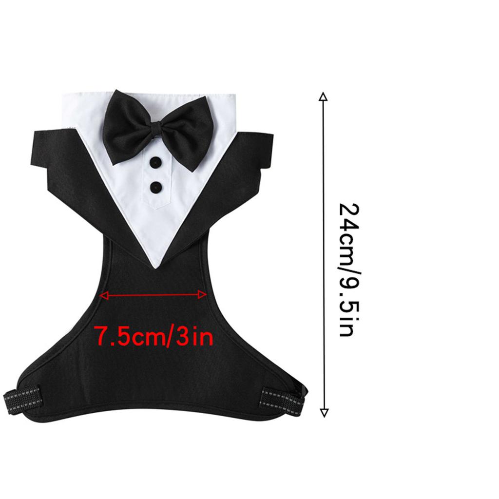 Adjustable Dog Harness With Bow Tie Tuxedo Design Reflective Straps For Small Medium Large Dogs