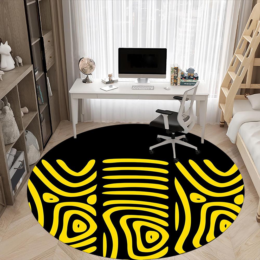 1pc Zebra Stripes Office Round Area Rug, Indoor Mat Suitable ForOffice, Under Office Chairs Bedroom Living Room Home Decor, Room Deco 060