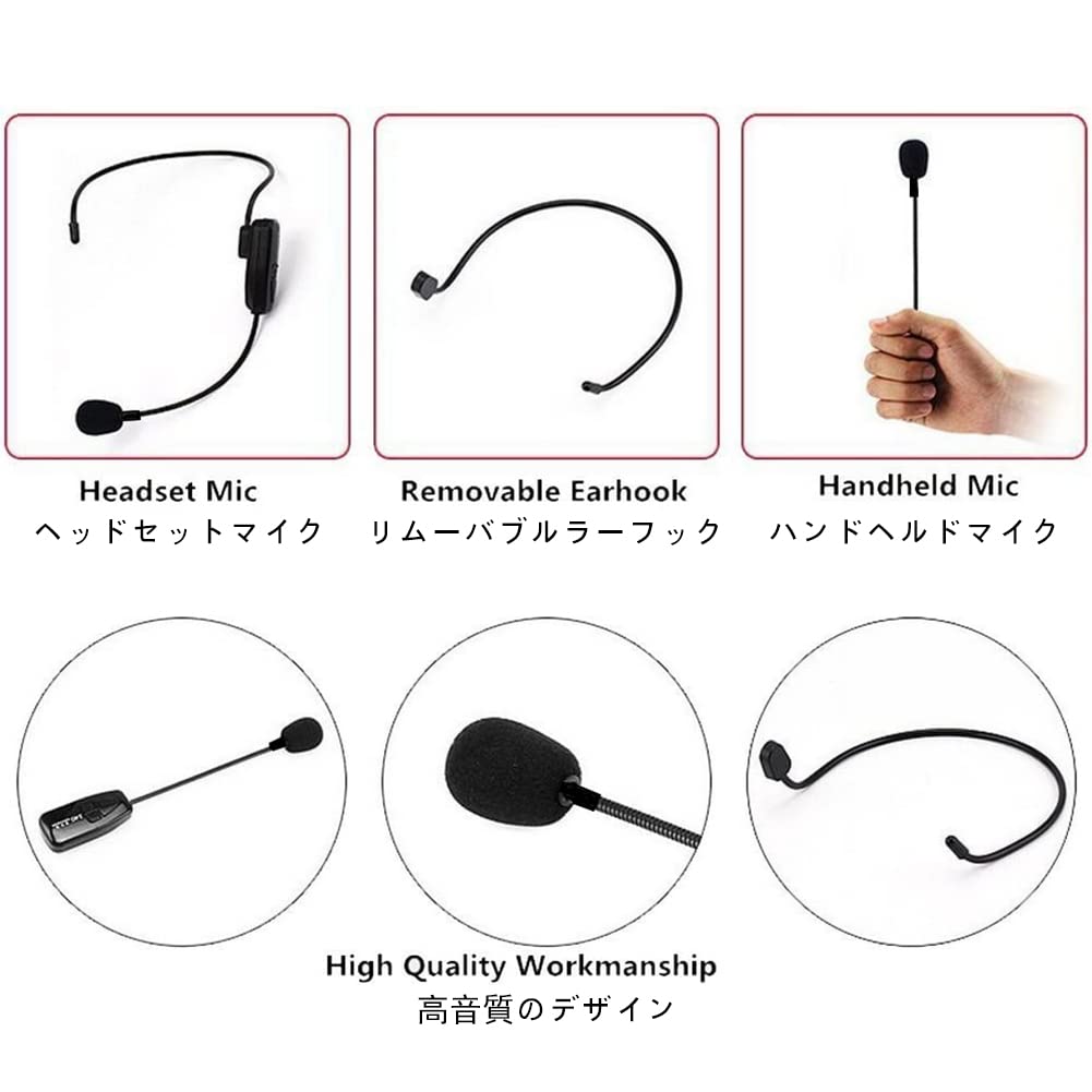 Tmei 2.4G Wireless Headset with Microphone, Stage, Portable Speaker, Lightweight, 3.5mm Stereo Mini Plug, Black (Black)