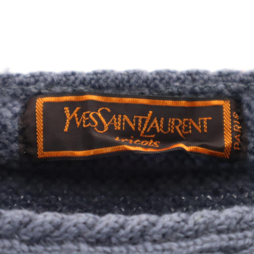 YVES SAINT LAURENT 80s 90s Old Long sleeve sweater M Blue knit Women Used