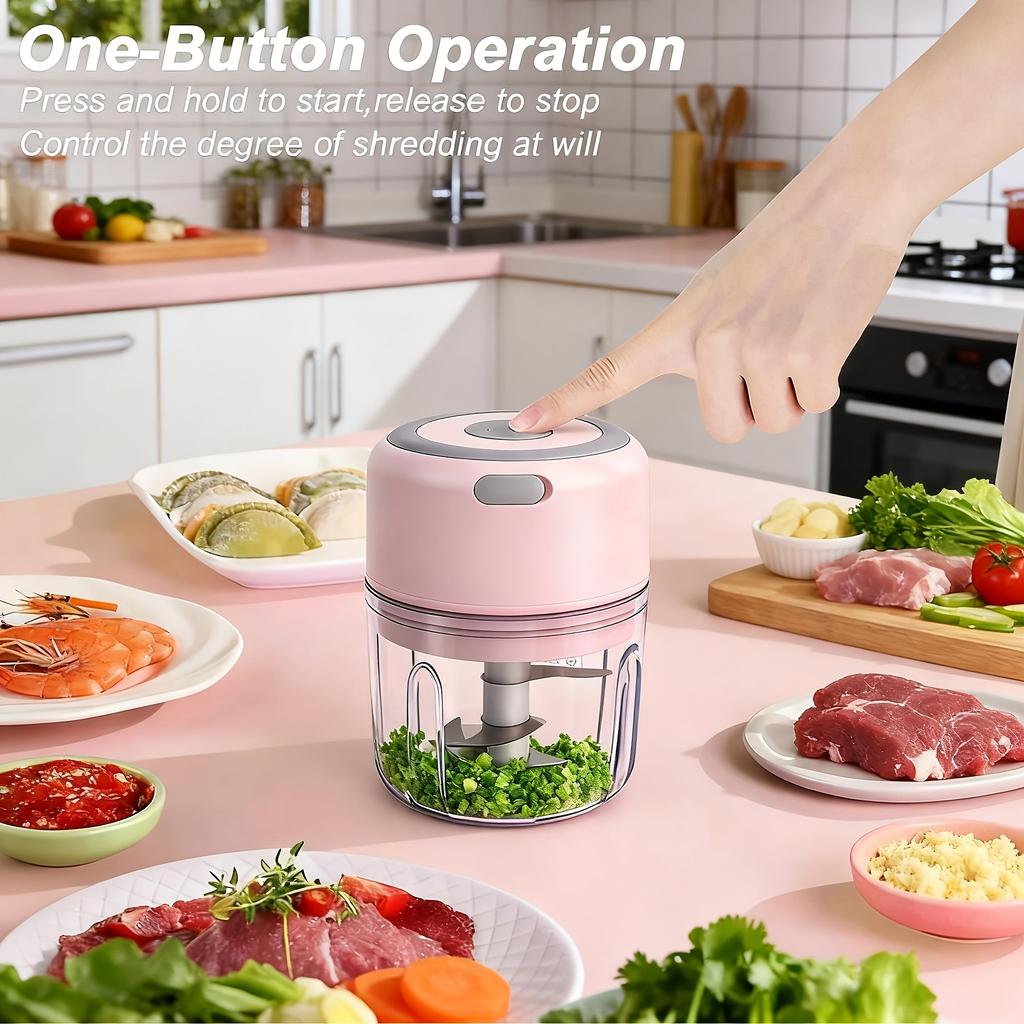 Electric Garlic Chopper, USB Charging Masher, Suitable for Garlic, Ginger, Onions, Vegetables