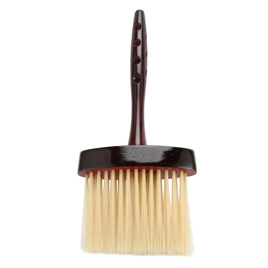Haar Kehrbürste Langer Griff Vintage Weiche Reinigungs Nackenpuderbürste für Friseur Rotbraun