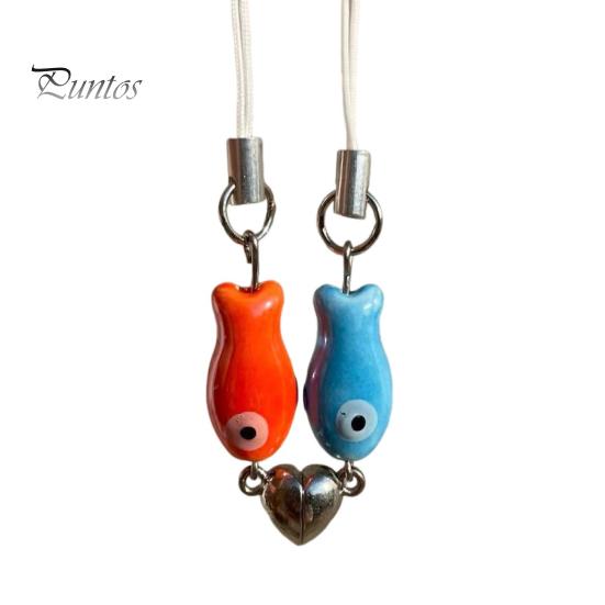 

Керамическая рыбка брелок кулон магнитный ремешок сердце брелок парные вещи подарки на день святого валентина синий/красный