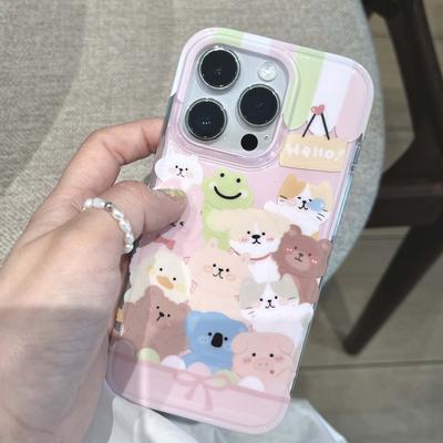 Cartoon 2023 Imd Shell For Iphone 11 12 Promax 14 Pro Max 13promax Ins Animal Phone Case Cute Sweet Bear Bunny Cat Dog Cover
