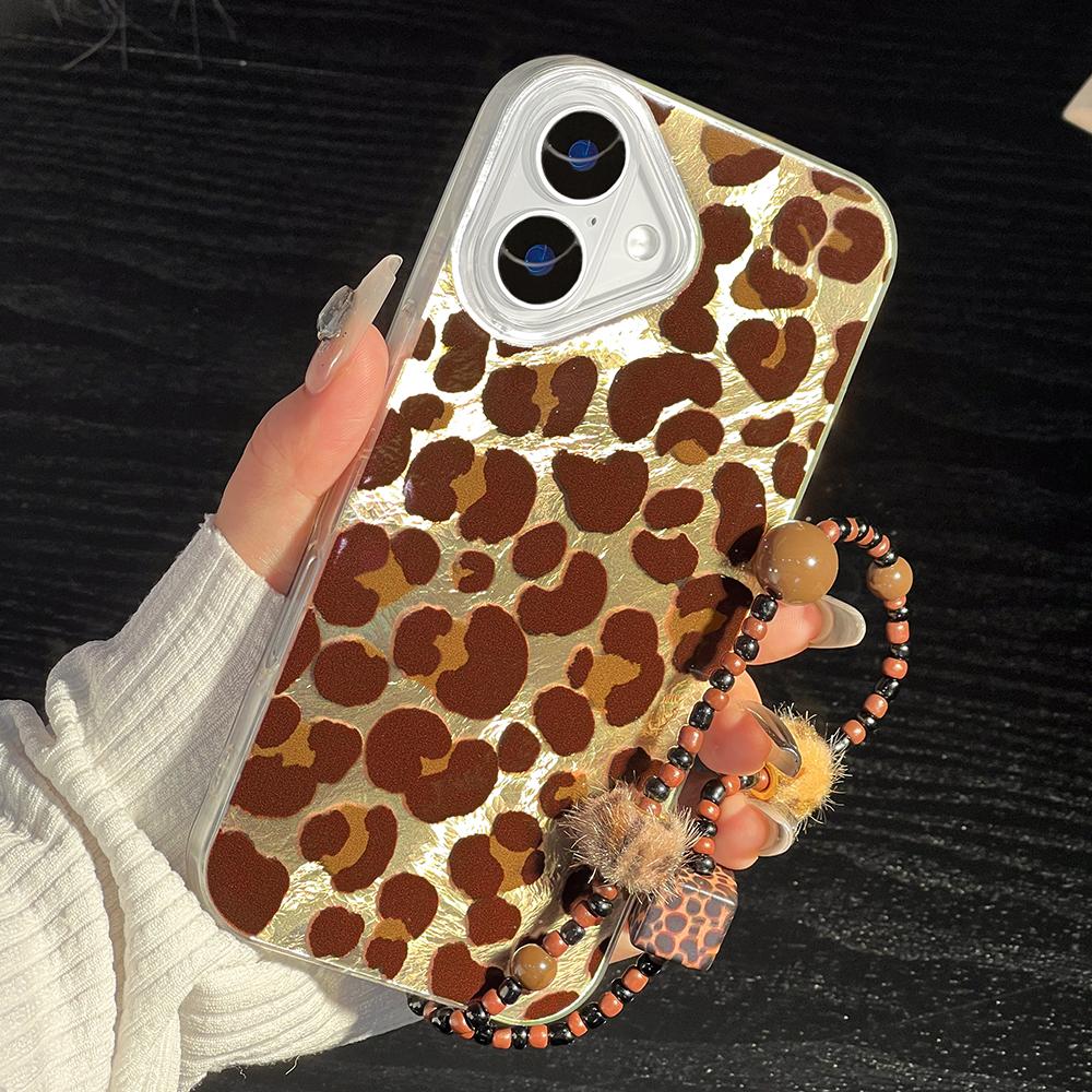 Bracelet Chain Painted Phone Case For iPhone 16 11 12 13 14 for 12 14 16 Pro 14 16 Pro Max Cute Pattern Hard Cover With Lanyard